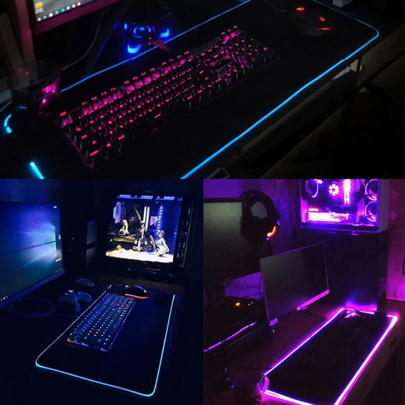 

XGZ Starry Sky Landscape LED RGB Gaming Mouse Pad Gaming Mouse Pad USB Backlit Rainbow Rubber Computer Pad Keyboard Table Mat