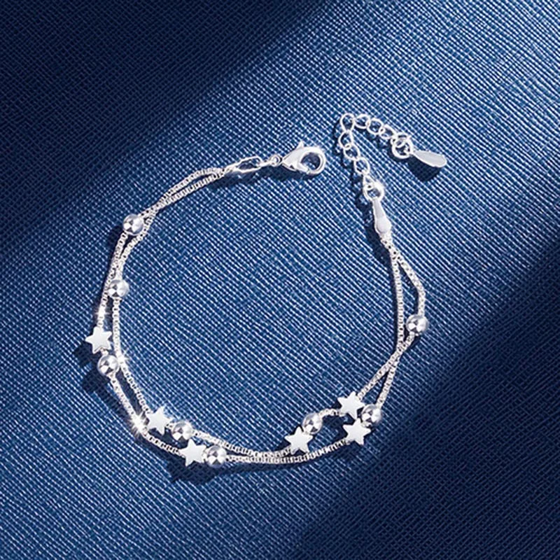 

Double Layers Stars Bead Bracelets Fashion Charm Bracelets Fine Jewelry For Women Party Elegant Accessory