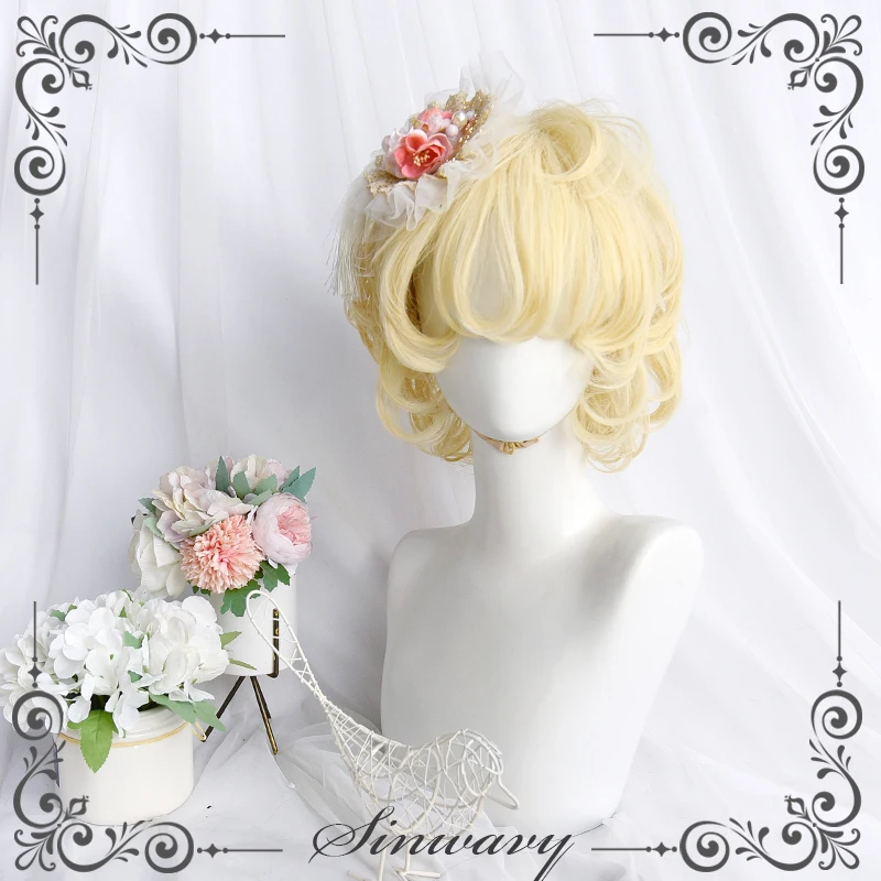 

Парик мужские короткие волосы молочно-золотистые Феи Маленький принц сказка вьющиеся волосы гей короткие волосы