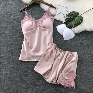 Women's SleepLounge Sexy Lingerie silk satin Nightwear Fashion Loose Lace Sleepwear Robe Summer NightgownsSleepshirts Femme