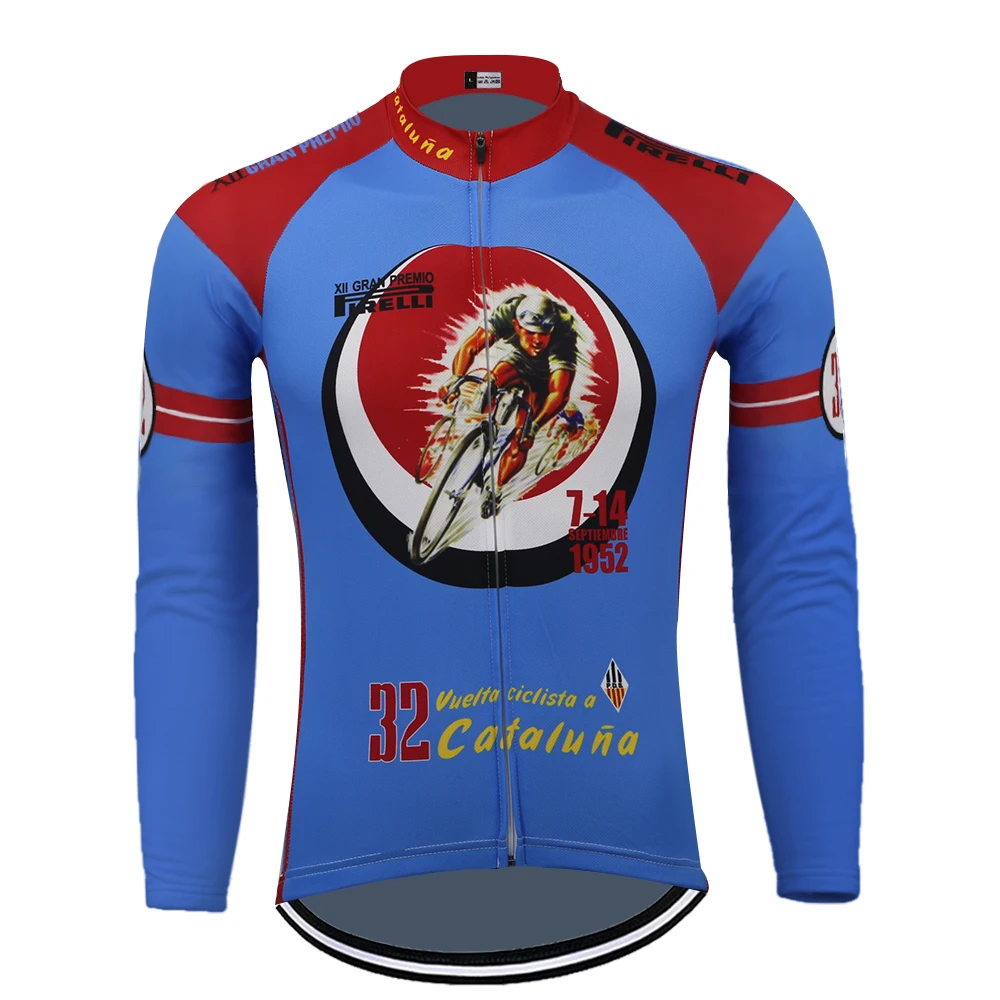 1952 Ретро Джерси для велоспорта с длинными рукавами зимняя флисовая одежда без