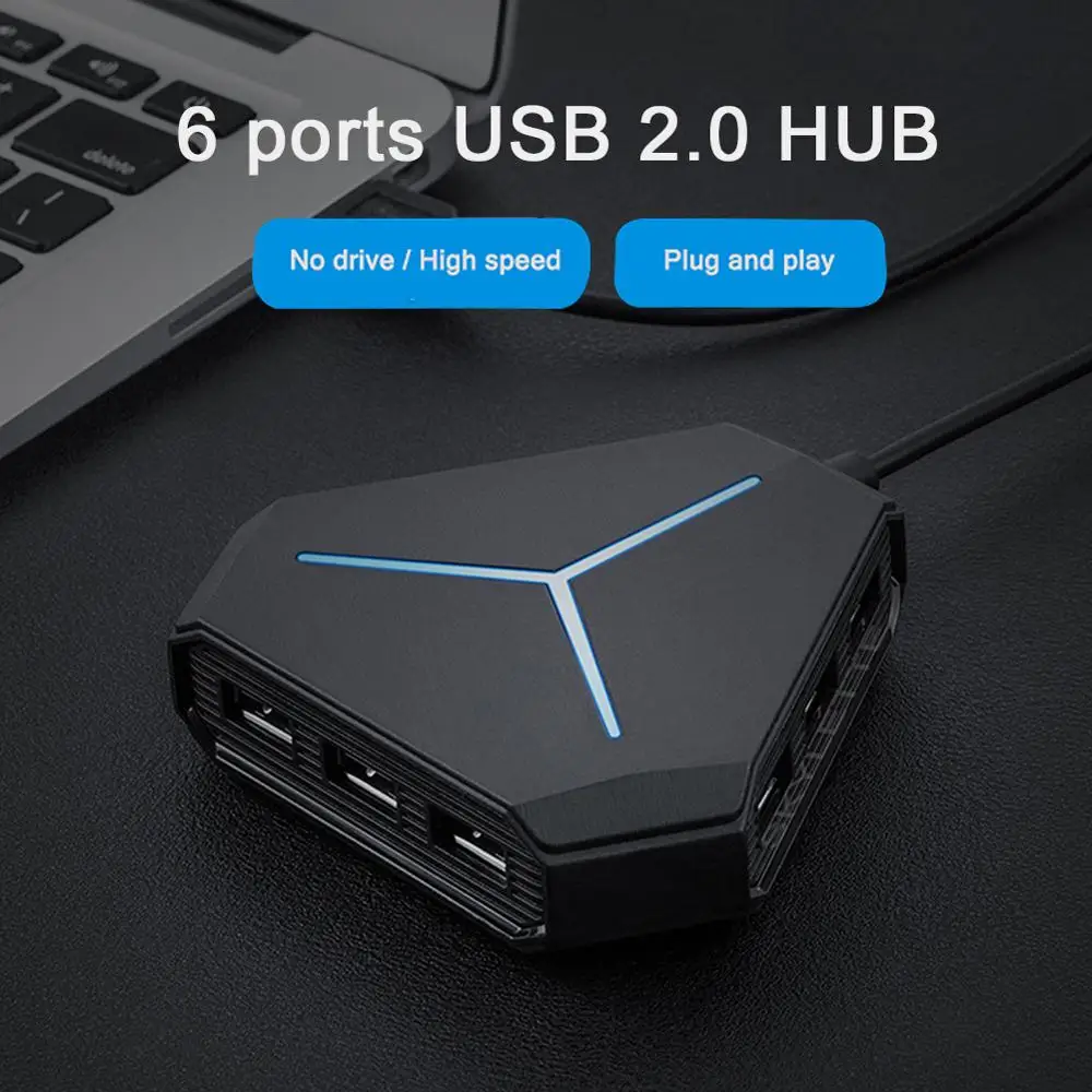 6 портов usb хаб 1 м кабель сплиттер с устройство для чтения карт SD TF Mic AUX крутой