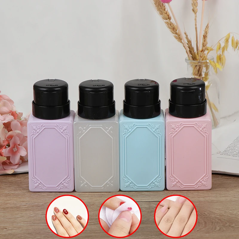 

210ml Liquid UV Gel Polish Nail Art Polish Clean Acetone Clean Bottle Empty Pump Dispenser Nail Polish Remover Bottle