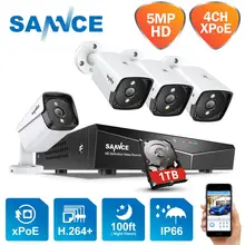 SANNCE 4CH 5MP XPOE Video Security System 4PCS 5MP Outdoor Waterproof Infrared Night Vision IP Camera Wireless Surveillance Kit