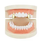2 шт.компл. один в стиле хип-хоп цвета: золотистый, серебристый Цвет декоративные Зубные коронки для Для женщин мужчин Топ вампирские клыки зуб шапки одного украшения для зубов