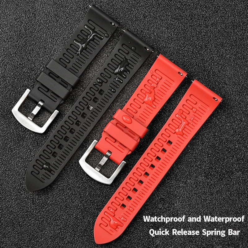 BEAFIRY Quick Release Watch Band 18mm 19mm 20mm 21mm 22mm 24mm Silicone Rubber Strap Watchband Brown Orange Black Waterproof