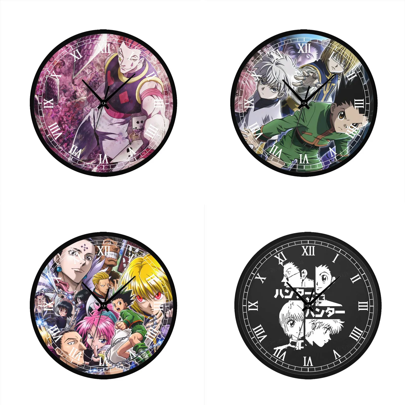 

Круглые декоративные настенные часы с аниме HUNTER X HUNTER, Большие серебристые декоративные часы для гостиной, спальни, офиса