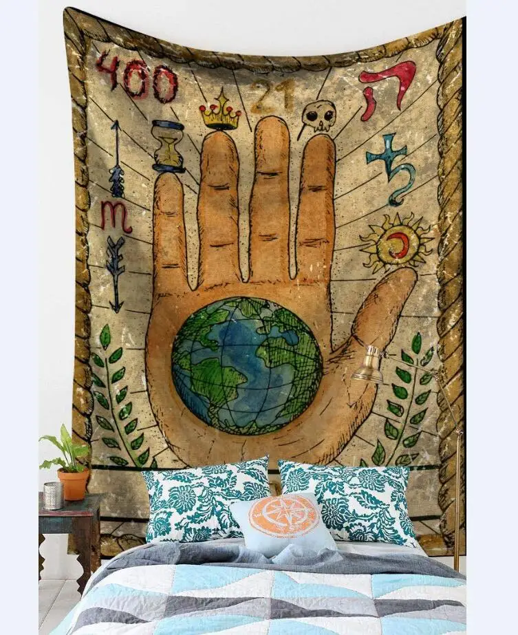 Индийский Таро гобелен настенный подвесной с солнцем и луной Настенный Ковер