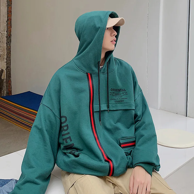 Осень и зима новое поступление мужская с буквенным принтом капюшоном водолазка