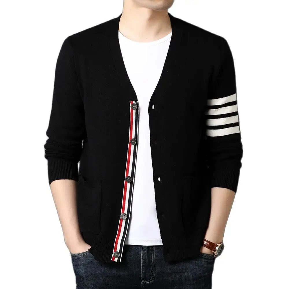 

Top Grade New Autum Winter Brand Fashion Knitted Men Cardigan Sweater Black Korean Casual Coats Jacket Mens Clothing 2021