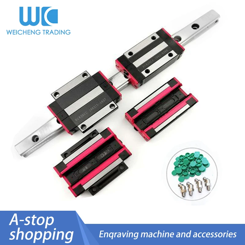 

Top Quality 2pc HGR25 Square Linear Guide Rail 600 650mm+4pc HGH25CA/flang HGW25CC Slide Block Carriages CNC Router Engraving.