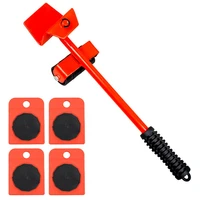 5 pcssetfurniture mover set furniture mover tool transport lifter heavy stuffs moving wheel roller bar hand tools