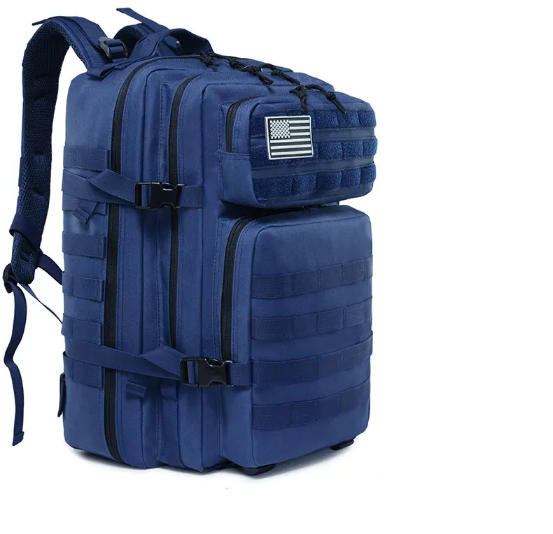 Военный Тактический Рюкзак Molle 45L армейская штурмовая сумка охотничий походный рюкзак Открытый EDC водонепроницаемая сумка дорожный рюкзак - Цвет: Синий цвет