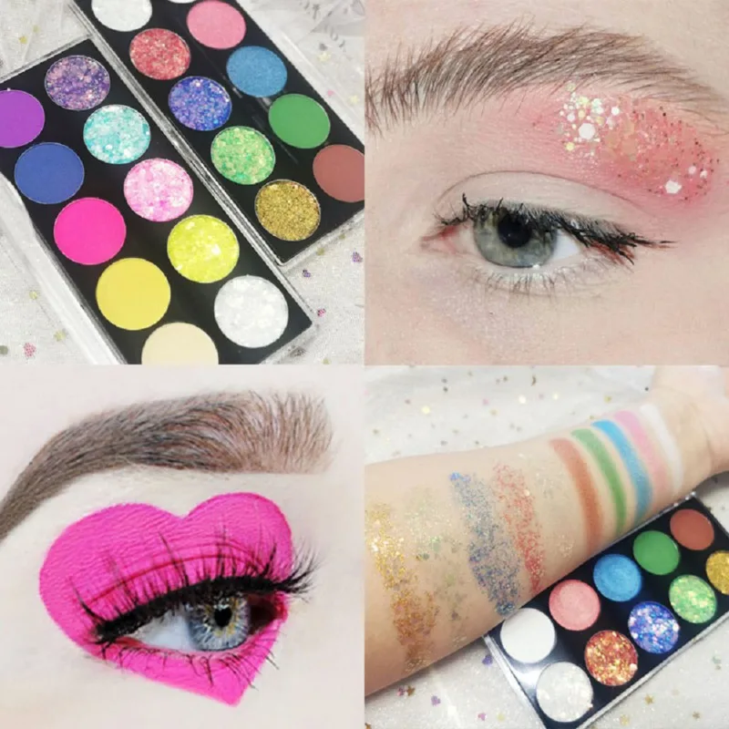 Макияж Красота стойкий водонепроницаемый блеск матовые тени для век блесток