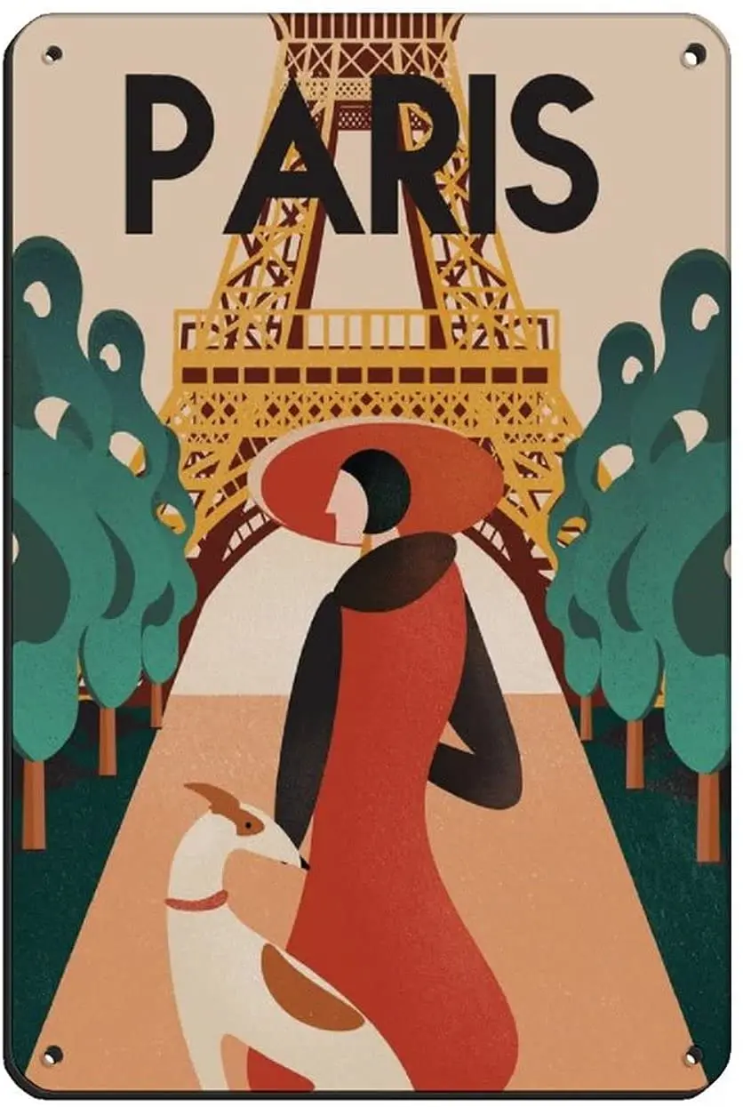 

Винтажный постер для путешествий в Париже, ретро постер, металлический жестяной знак, шикарное искусство, семейный гараж, украшение для сте...