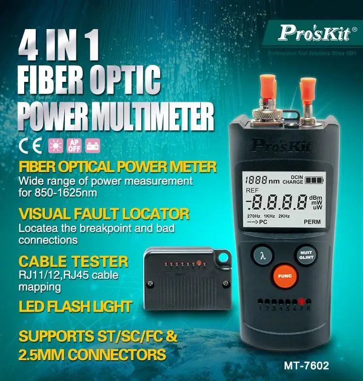 Оригинал Pro'sKit MT-7602-C 4 в 1 волоконно-оптический мультиметр мощности лазерный