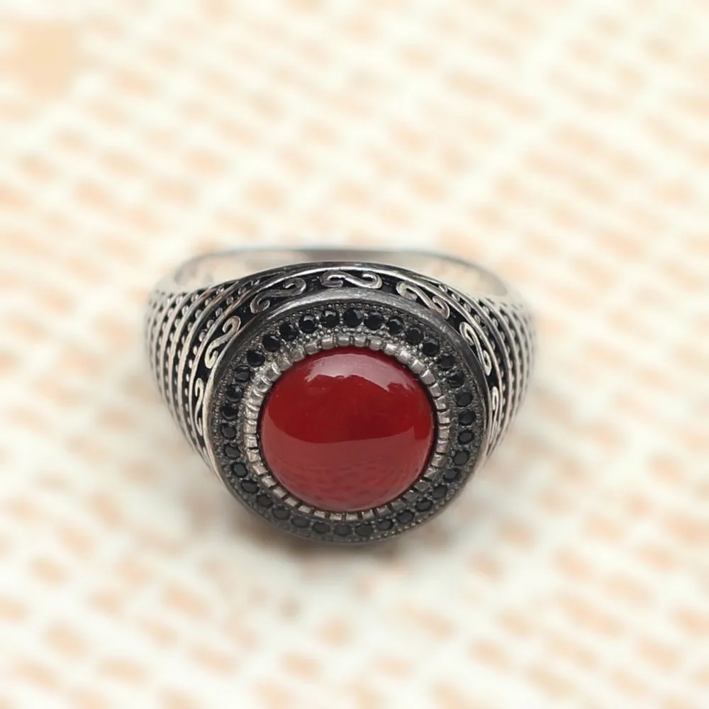 Новое ювелирное изделие из стерлингового серебра S925 пробы, натуральный камень, индивидуальная мода, благородное, инкрустированное цирконием, широкое кольцо для мужчин на Ближнем Востоке