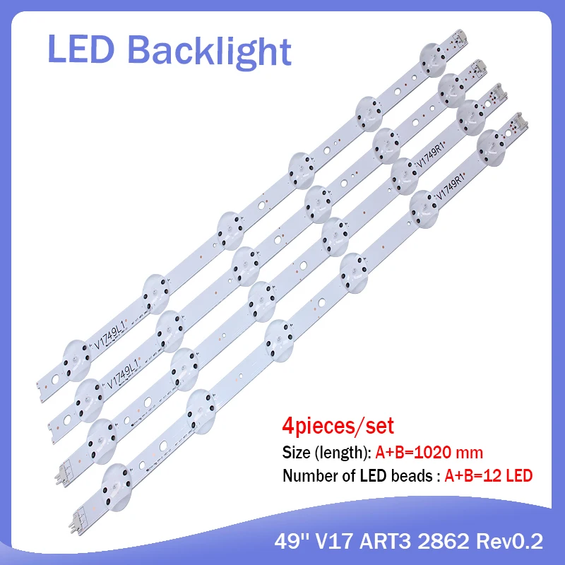 Novo Kit 20 PCS Tira CONDUZIDA Para LG 49UV340C 49UJ6565 49UJ670V V17 49 R1 L1 ART3 2862 2863 6916L-2862A 6916L-2863A