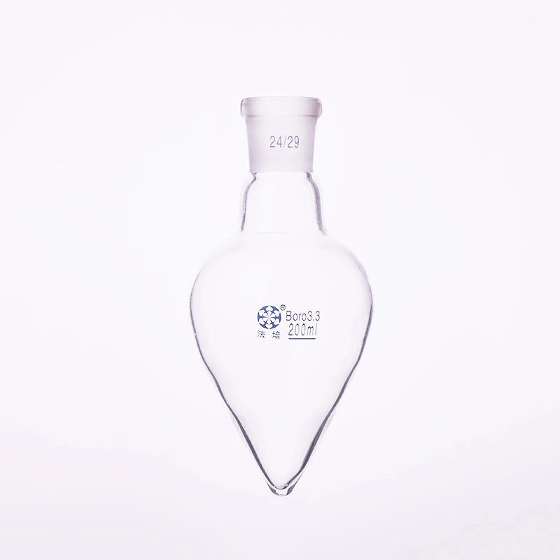 Pear-shaped flask,Capacity 200ml,Joint 24/29,Heart-shaped flasks,Coarse heart-shaped grinding bottles