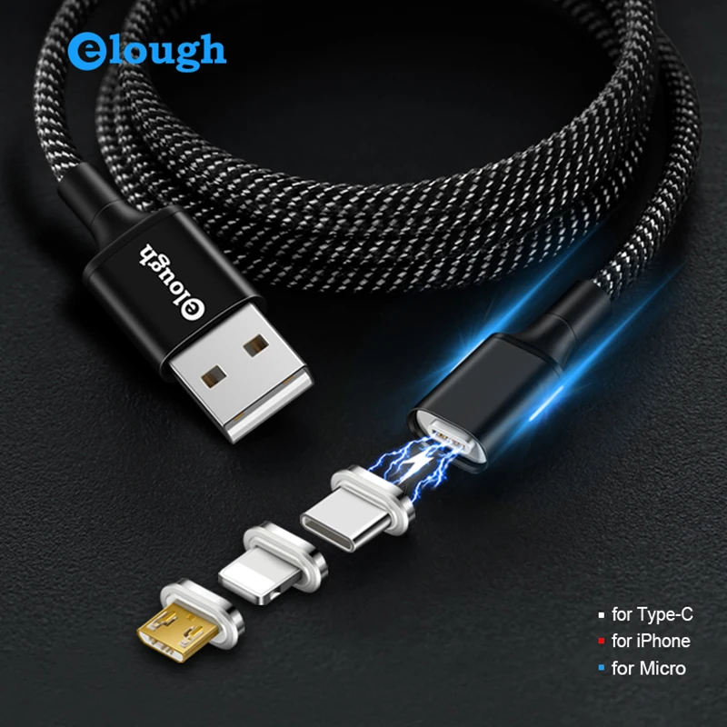 Elough Магнитный зарядный кабель usb зарядка айфона xr x для USB типа C микро шнур зарядки