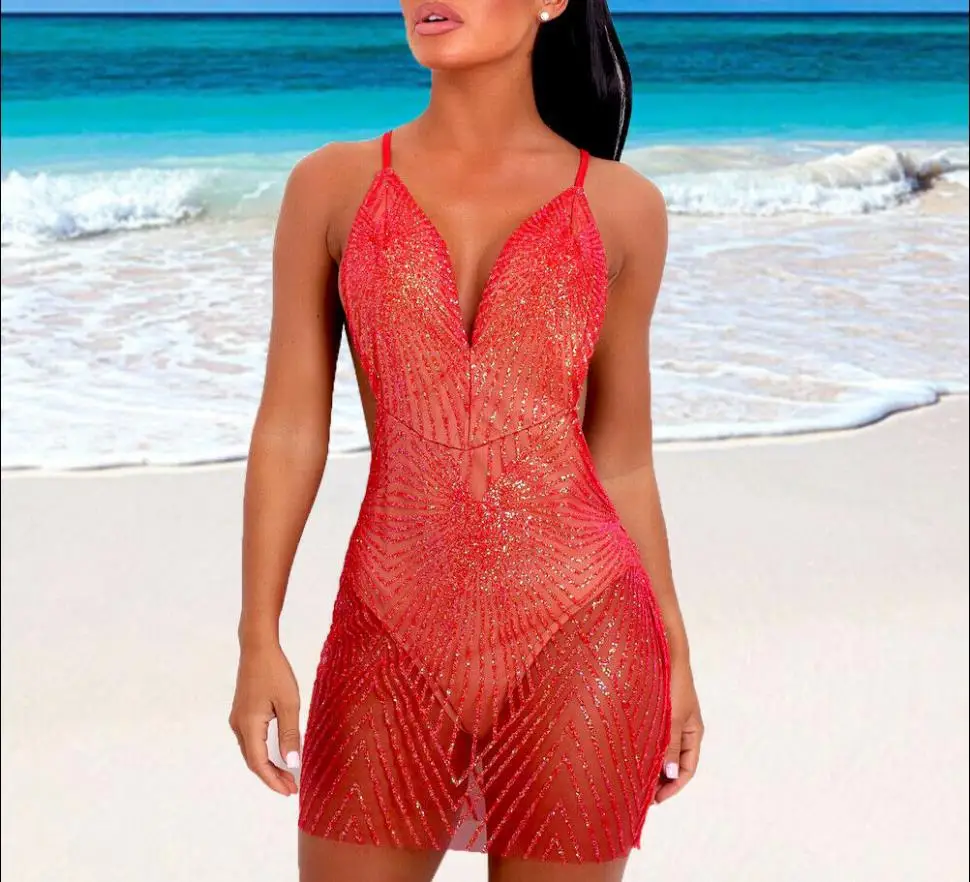 Женское сексуальное платье с v образным воротом петлей на пятке С низким вырезом