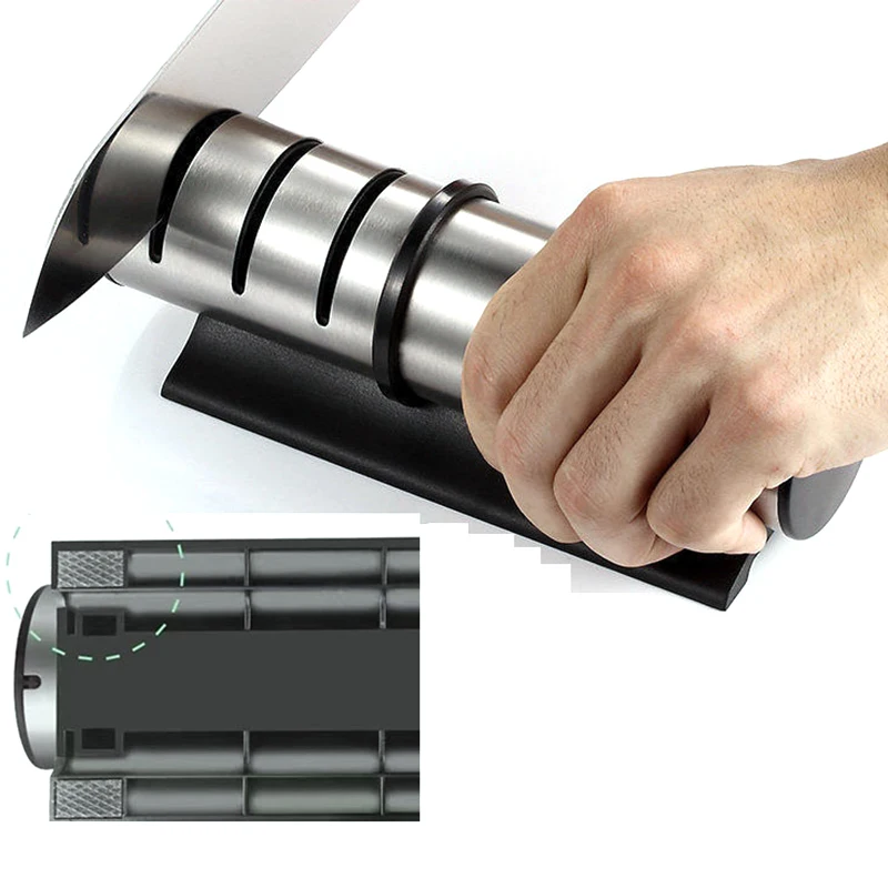 

Точилка для ножей, простой и безопасный затачиваемый кухонный инструмент шеф-повара, трехступенчатая быстрая ручная кухонная утварь из нер...