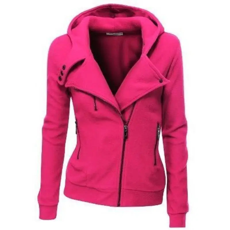 

8 Color Solid Woemn Zipper Hoodie Sweatshirt Autumn Winter Female Cotton Hoody Jacket Coat Top