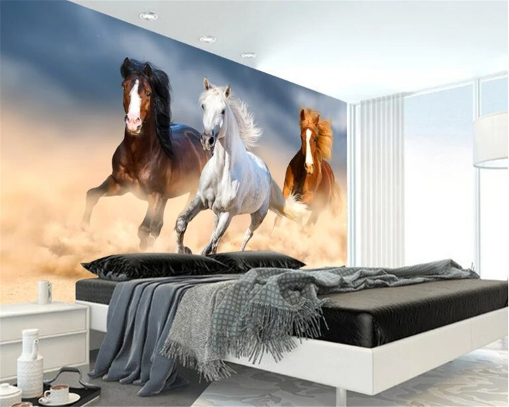 3d обои настенные минималистские с изображением лошадей | Обустройство дома