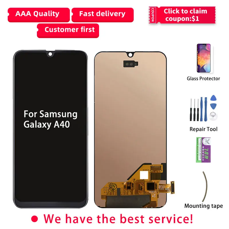 Оригинальный Для Samsung Galaxy A40 ЖК дисплей сенсорный экран с рамкой замена