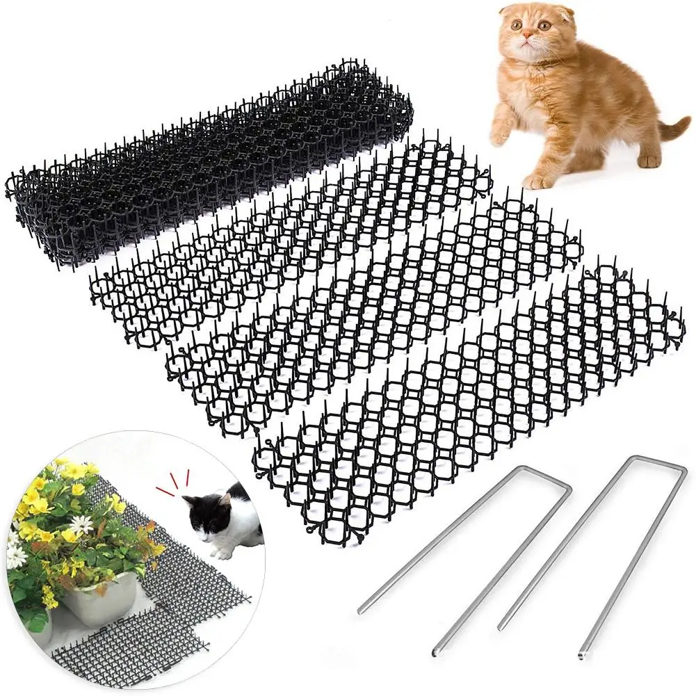 

10Pcs 13cmx49cm Garden Prickle Strip Dig Stop Cat Repellent Deterrent Mat Spike Portable Anti-Cat Dog Outdoor Garden Supplies