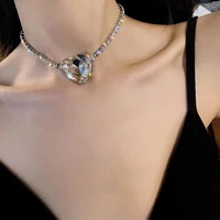 european and american personality exaggerated crystal love diamond necklace female temperament exquisite clavicle chain