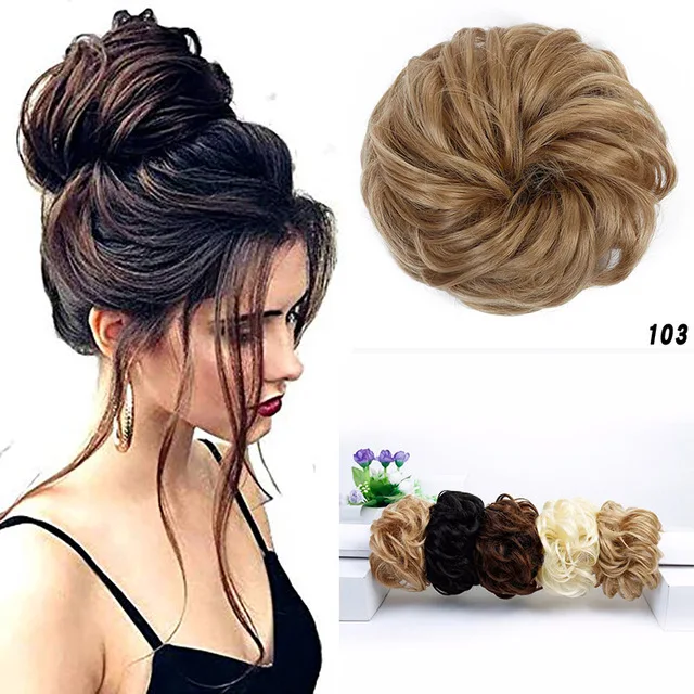 AOOSOO Ladies hair band with rubber band synthetic hair donut hair piece hairpin wrapped ponytail Hairwear - Цвет: 103