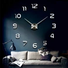 Модные 3D настенные часы большого размера, бесшумные арабские цифры, настенные часы, Зеркальная Наклейка, сделай сам, простая гостиная, украшение для дома, настенные часы