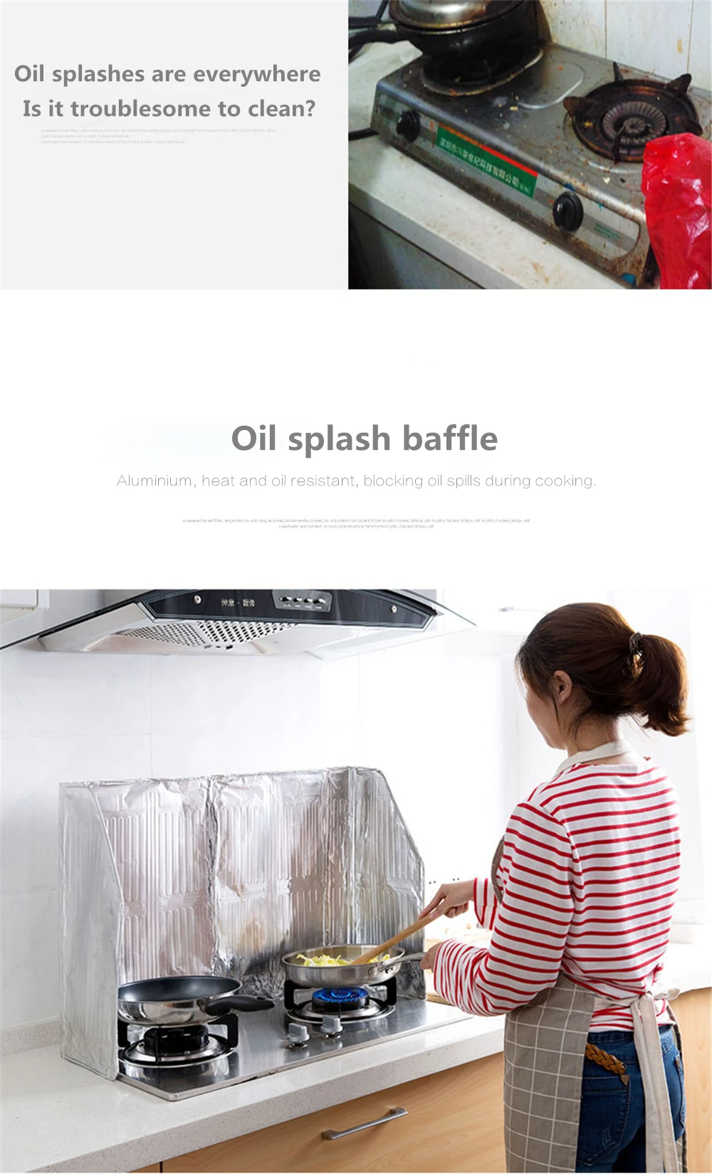 Home cooking oil barrier oil plate aluminum foil insulation creative kitchen supplies gas stoves splash-proof fume baffle