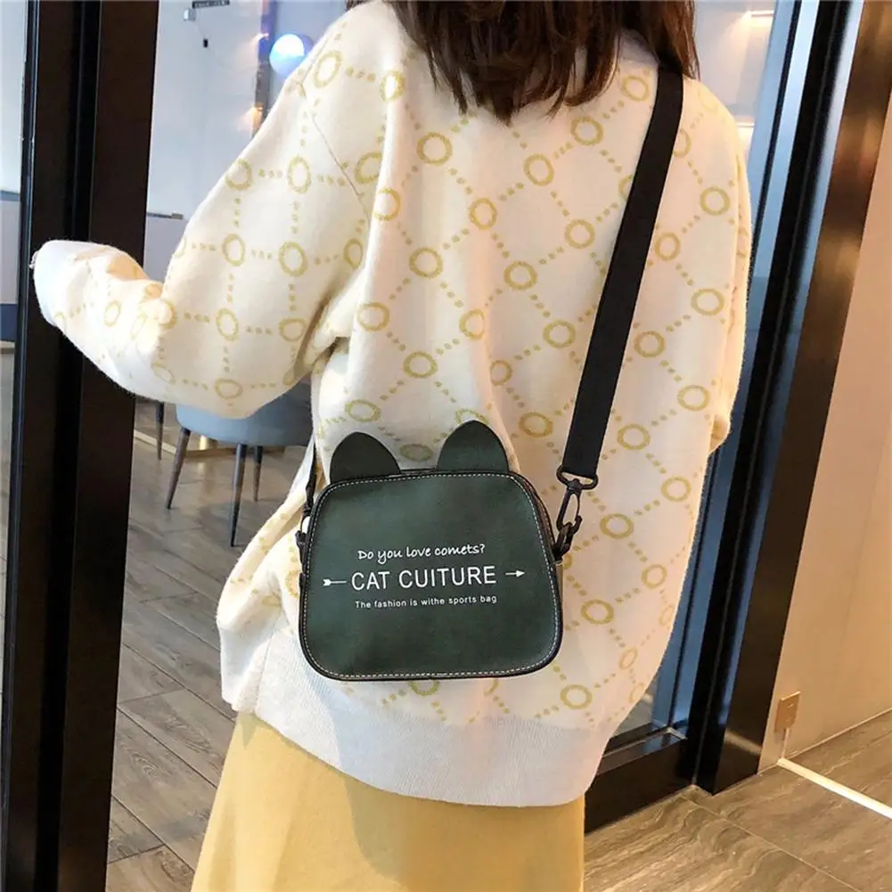 

Hot Sale Handbags Classic Delicate Texture Fashion PU Leather Messenger Bag Women Cat Ears Lovely Shoulder Shopping Handbag