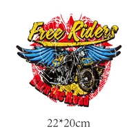 free riders motorcycle patches on clothes heat transfers stickers for clothing thermoadhesive patches on t shirt fusible patch