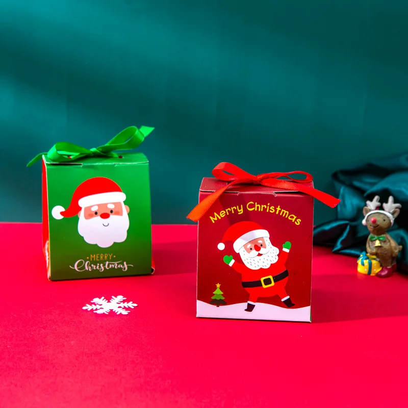 

Holiday favors for guests Christmas box package Food box container house Shopper with print paper packaging bags Party accessori