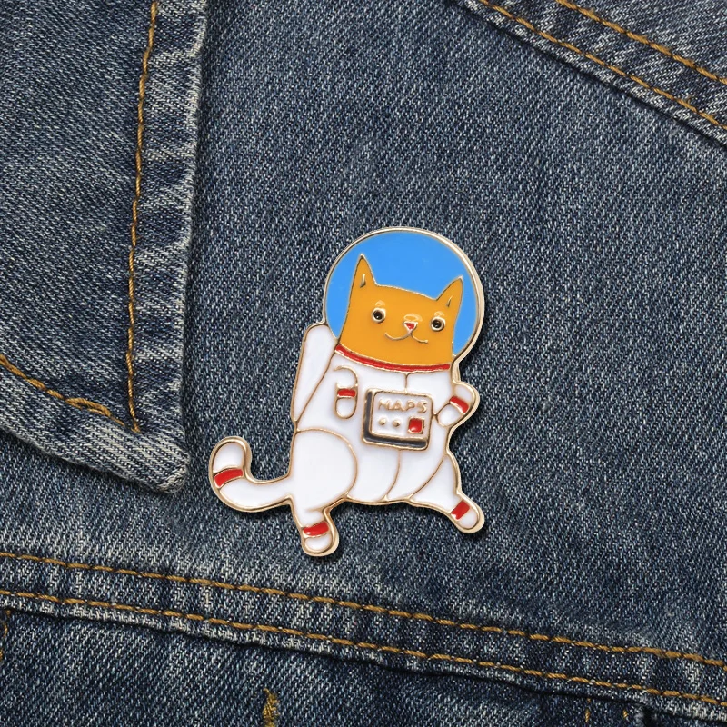 Мультяшные заколки астронавт собака кошка Космос Вселенная эмалевые для