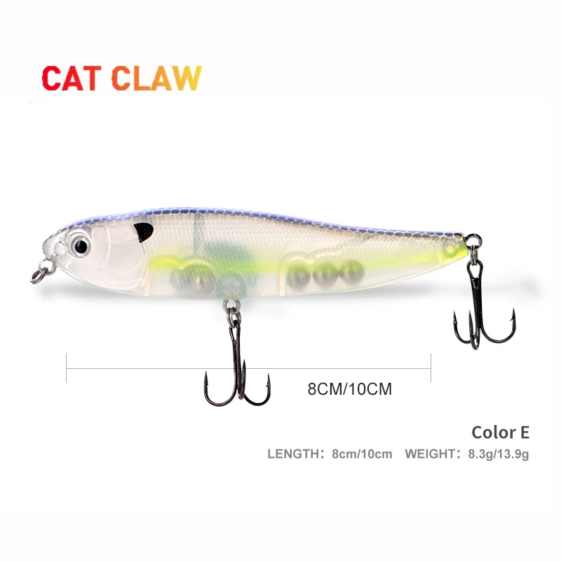 Плавающая рыболовная приманка карандаш с кошачьими крапанами 100 мм/13 9 г 80 мм/8 3