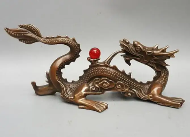 Китайская латунная Статуэтка мифа богатство летающий дракон Бронзовая статуя #1 |