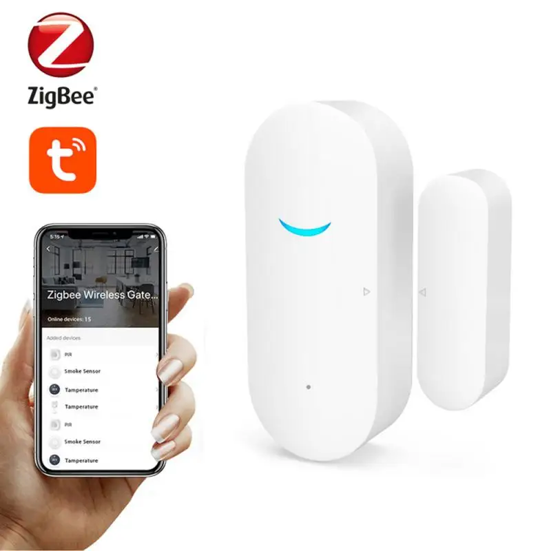 

Смарт-датчик двери и окна Tuya Zigbee с защитой от кражи, магнитный сенсор для домашней безопасности, оповещение от приложения