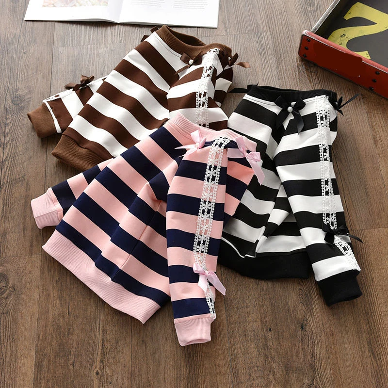 

Original Zebra Remember toddler girls spring autumn trendy bottoming shirt children bowknot stripes sweater kids fashion clothes