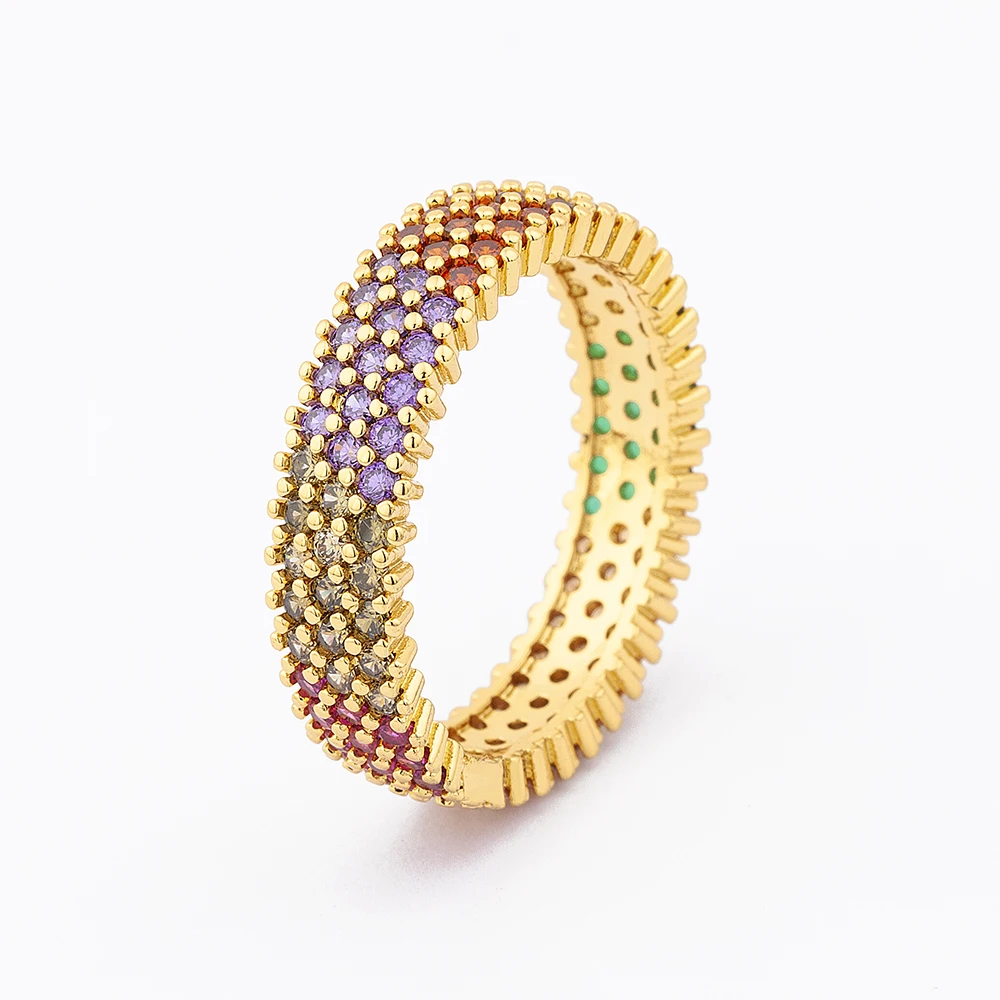 Лидер продаж Роскошные медные циркониевые Радуга кольца с настоящими