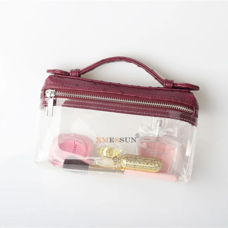XMESSUN Прозрачная женская косметичка из ТПУ кожи Водонепроницаемая на молнии