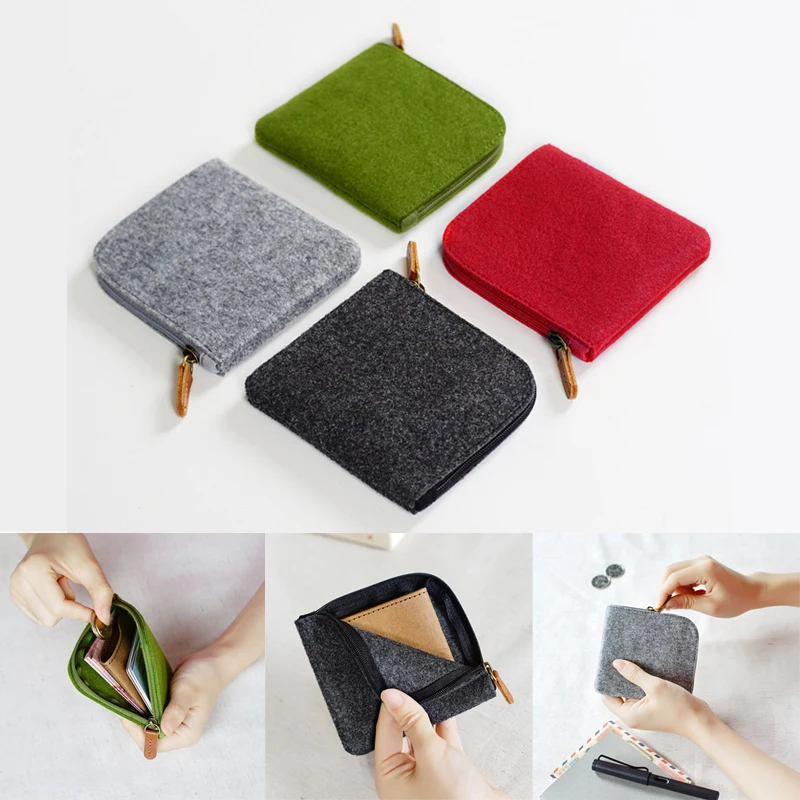 1Pc Cute Felt Fashion Mini Coin Purse for Women Men Unisex Wallet Casual Mini Bags Change Pouch Key Card Holder Money Case Pouch