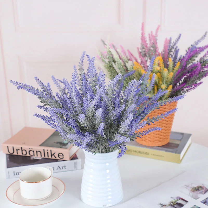 

2 Bundle Romantic Lavender Artificial Flowers Lavender DIY Wedding Bridal Bouquet for Home Artificial Flowers Grain Fake Plant
