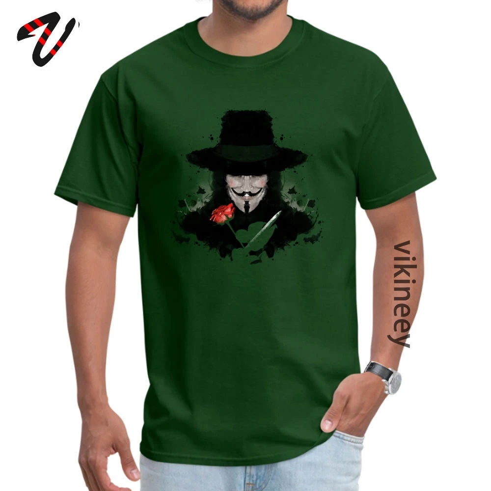 V for Vendetta T-Shirt Godfather Anonymous Men's Cool Tshirt Casual Short Sleeve 100% Cotton Fabric Men High Quality | Мужская
