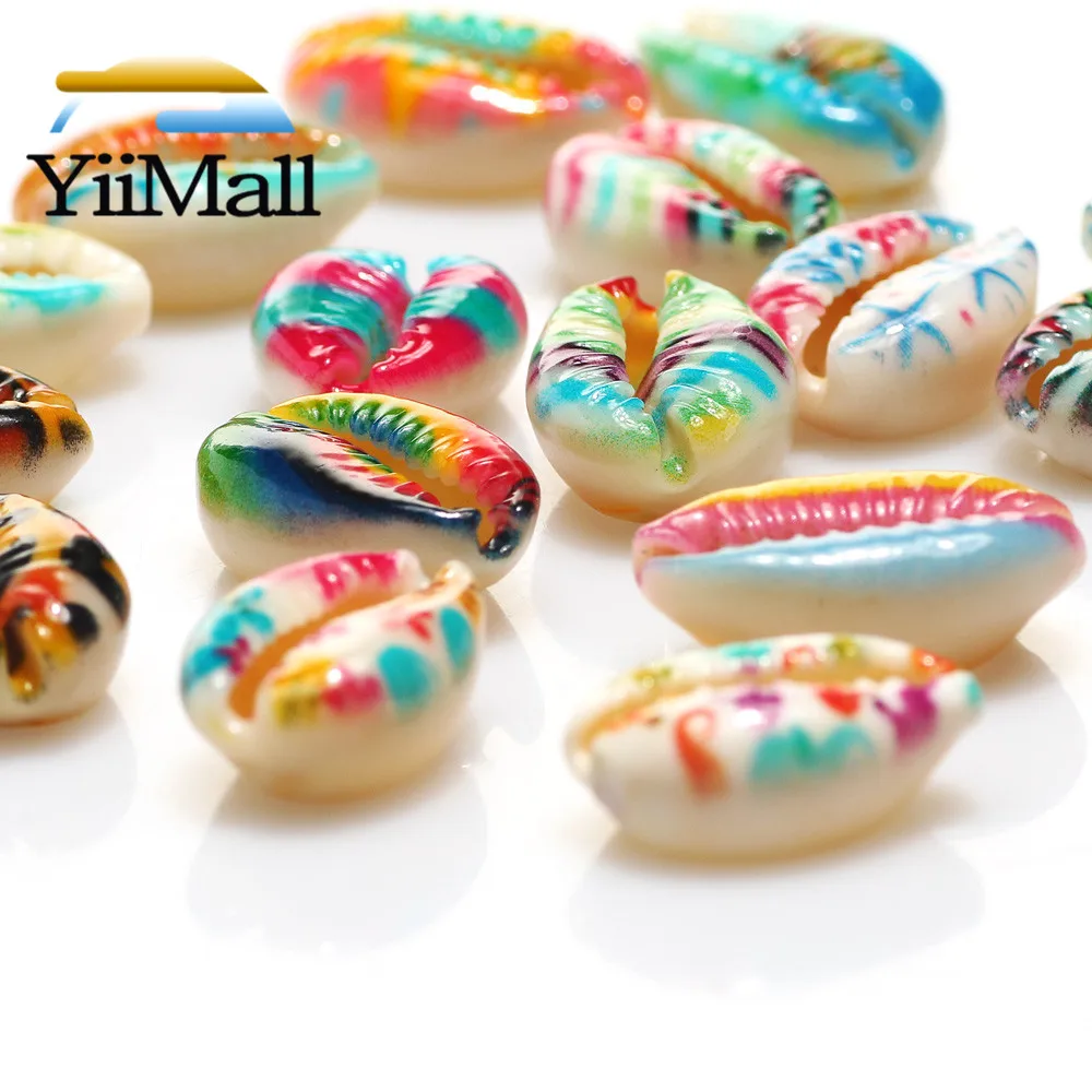 20 шт Смешанные Окрашенные натуральные морские ракушки Очаровательные бусы из