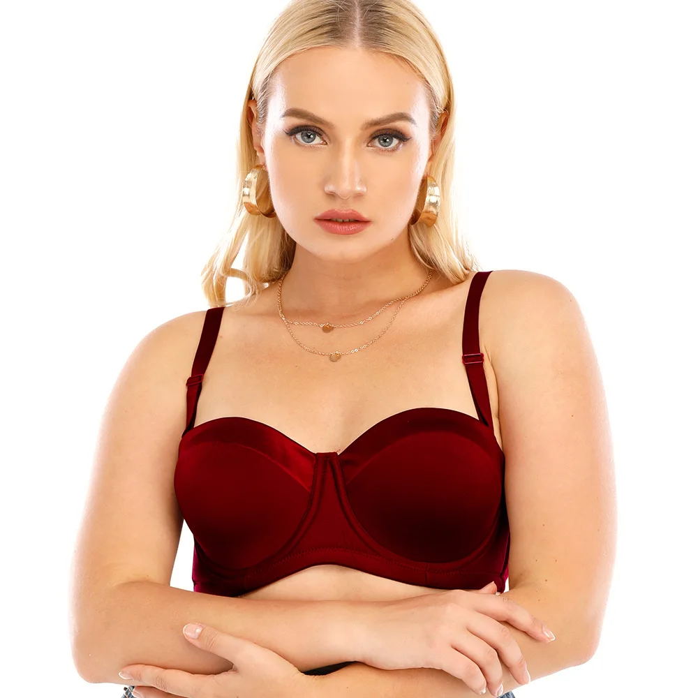 

Push Up Bra Half Cup Minimizer Bra Gather Breast Sexy Women Padded Convertible Straps Bras 34 36 38 40 42 44 46 C D DD E