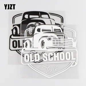 YJZT 14,7  13,9 см Виниловая наклейка в стиле старой школы для автомобиля креативный мультяшный узор черныйсеребристый 4C-0279
